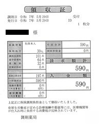 ５９０円―領収書（５／２９ 調剤薬局）