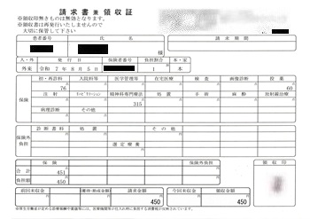 ４５０円―請求書兼領収書（８／０５ 心の診療所）