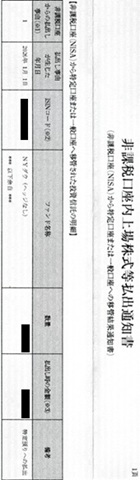 非課税口座内上場株式等払出通知書―都市銀行